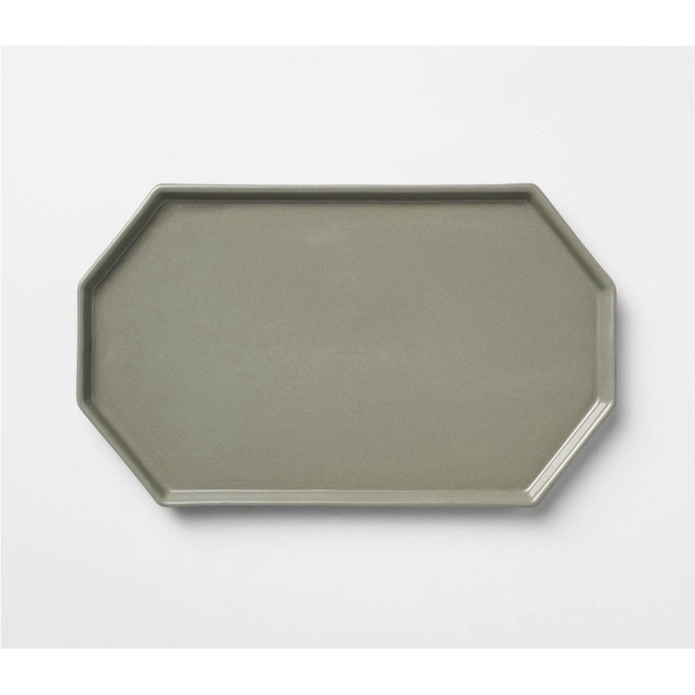 Glossy Ceramic Tray Gray - Threshold designed with Studio McGee Home decor